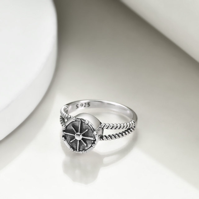 Sterling Silver Compass Urn Ring-3