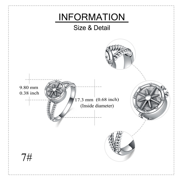 Sterling Silver Compass Urn Ring-4