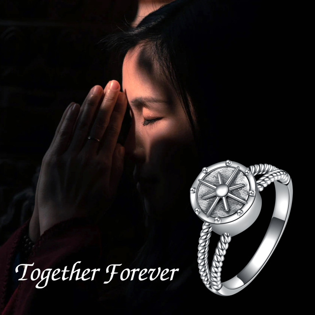 Sterling Silver Compass Urn Ring-5