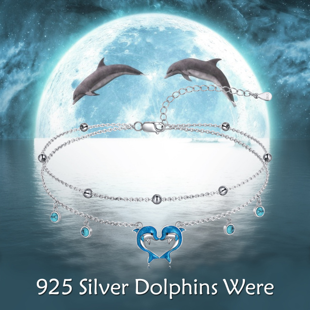 Bracelets de cheville pour femmes en argent sterling 925, dauphins turquoise, cadeaux d'anniversaire pour femmes-6