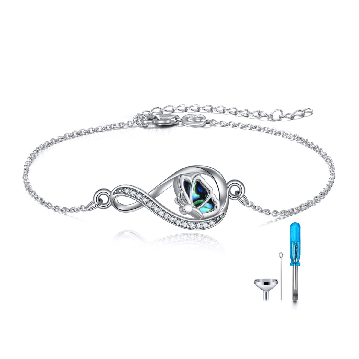 Sterling Silber Abalone Muscheln Schmetterling & Infinity Symbol Urne Armband für Asche-1