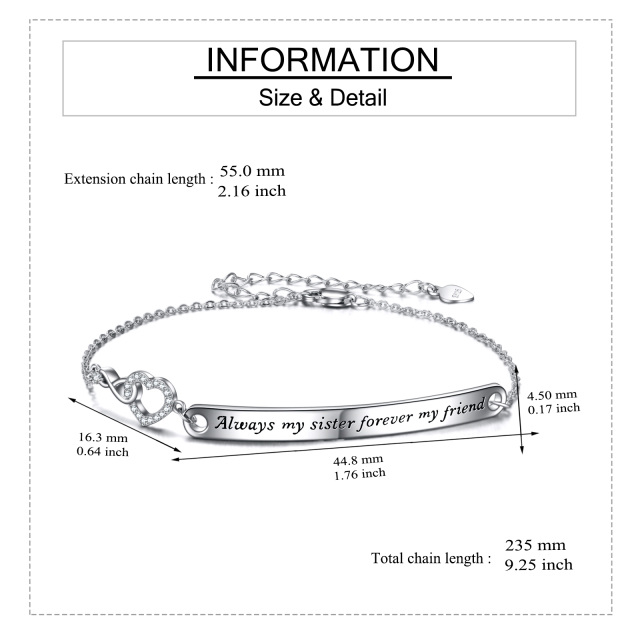 Sterling Silver Sisters Identification Bracelet with Engraved Word-4