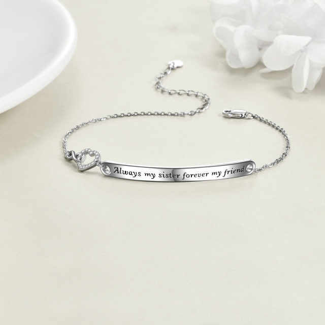 Sterling Silver Sisters Identification Bracelet with Engraved Word-2