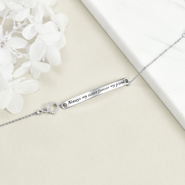 Sterling Silver Sisters Identification Bracelet with Engraved Word-3
