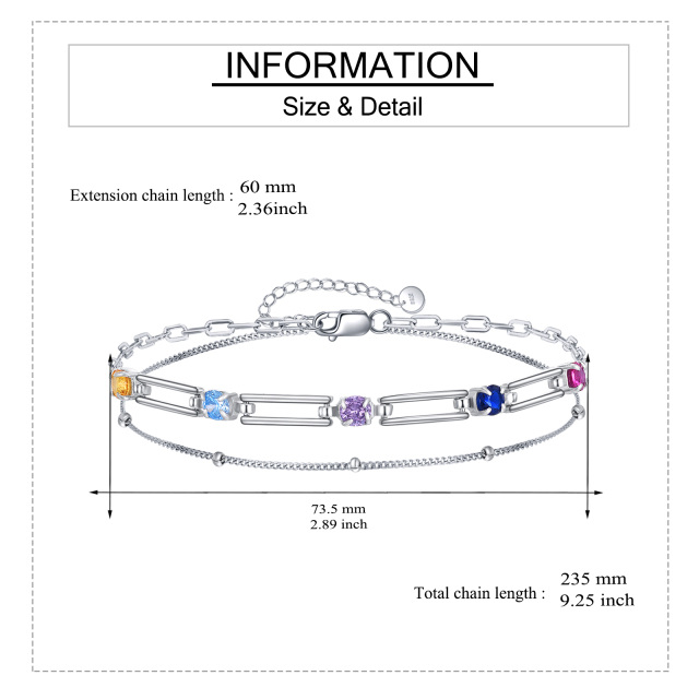 Pulseira de prata esterlina com contas de cristal e corrente de estação-4