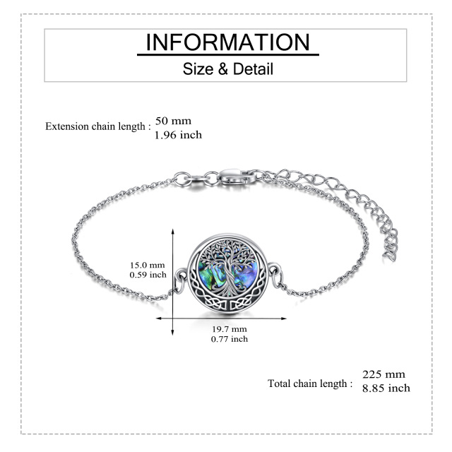 Sterling Silber kreisförmig Abalone Muscheln Baum des Lebens & keltischen Knoten Anhänger-4