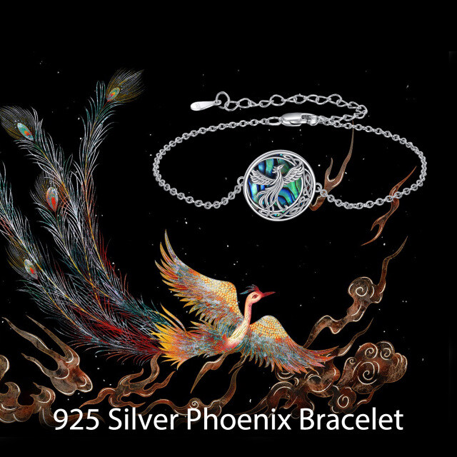 Sterling Silber Abalone Muschel Phoenix & Keltischer Knoten Anhänger Armband-2
