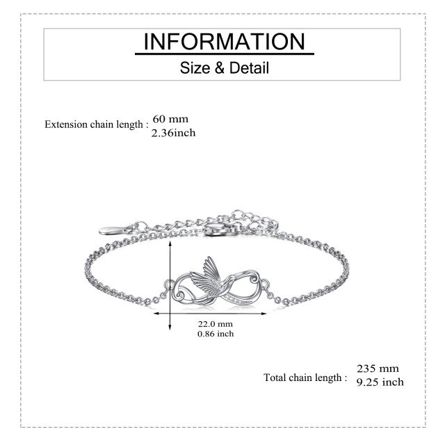 Pulsera de plata de ley con forma circular de circonita cúbica Colgante de pájaro-5