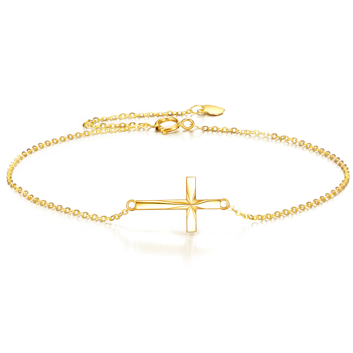 Bracelet en or 14K avec pendentif Croix Origami taillée en diamant-1