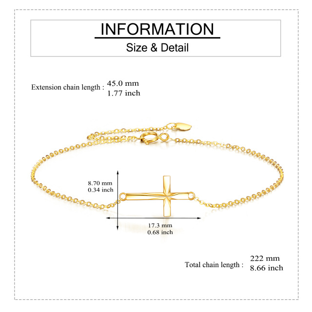 14K Gold Origami Cross Diamond Cut Pendant Bracelet-5