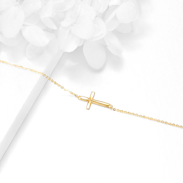 Bracelet en or 14K avec pendentif Croix Origami taillée en diamant-3