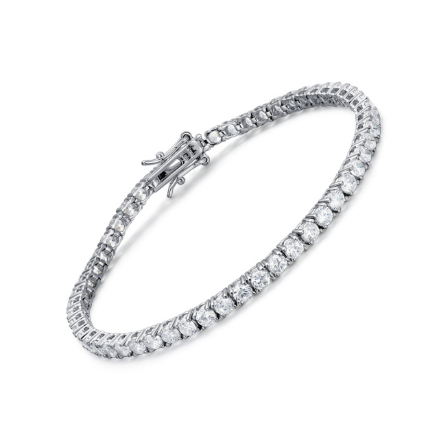 Sterling Silver Zircon Tennis Tennis Chain Bracelet-0