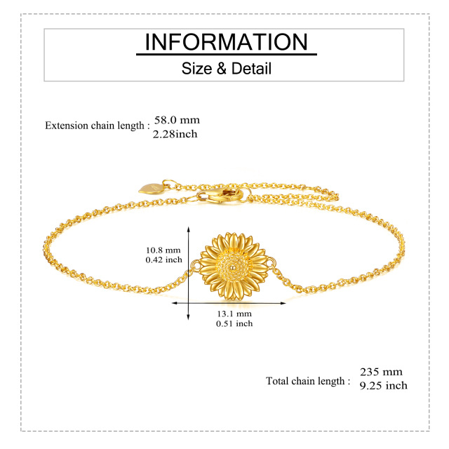 14K Gold Sunflower Pendant Bracelet-5