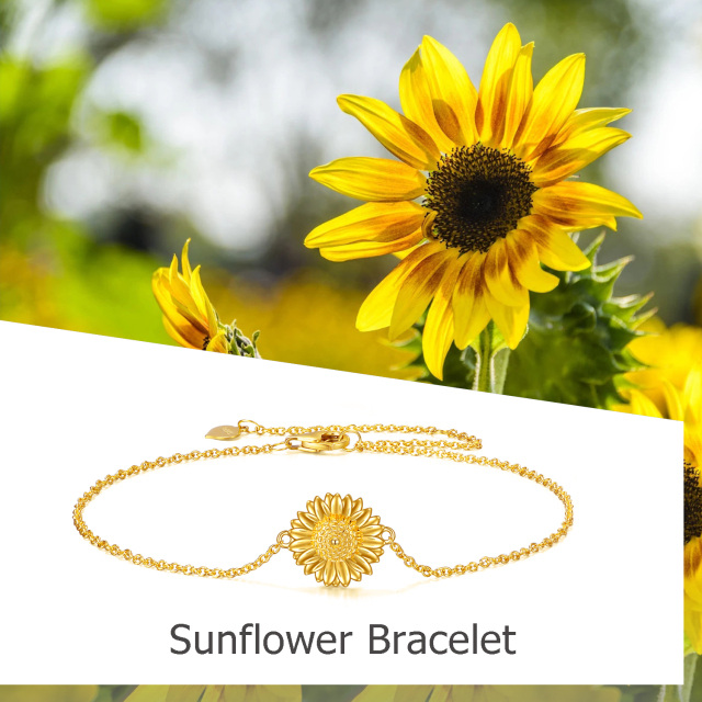 Pulsera Colgante Girasol Oro 14K-4