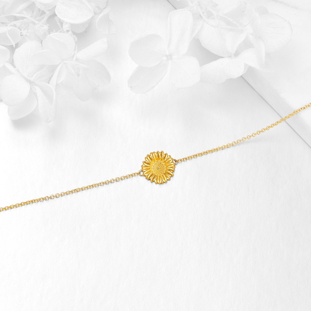 14K Gold Sunflower Pendant Bracelet-2