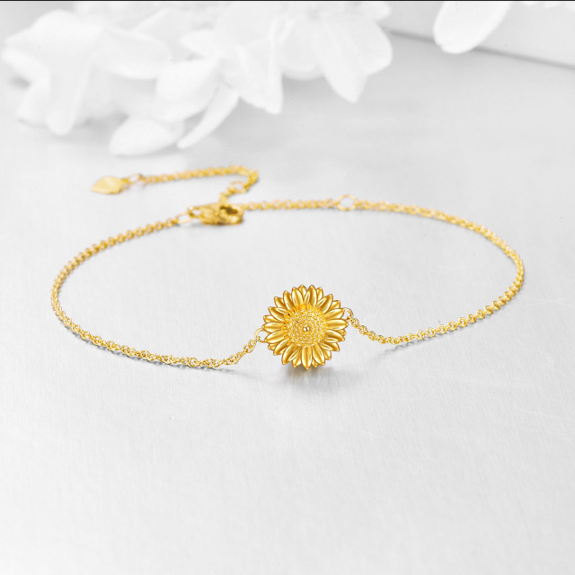 14K Gold Sunflower Pendant Bracelet-3