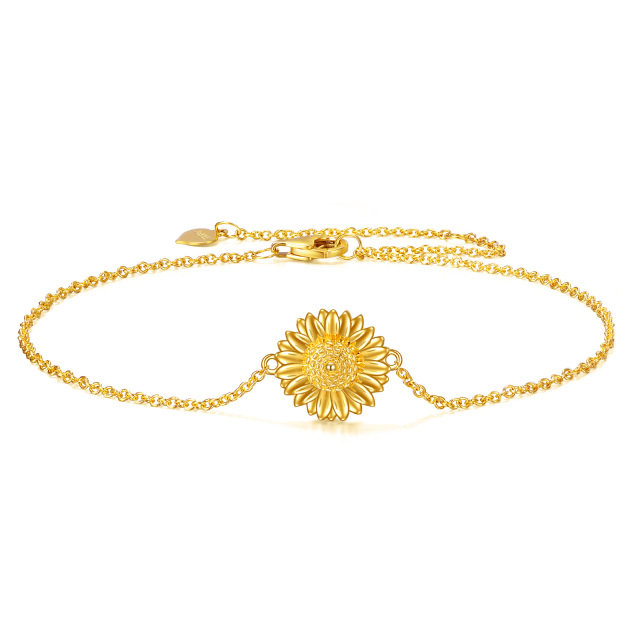 14K Gold Sunflower Pendant Bracelet-0