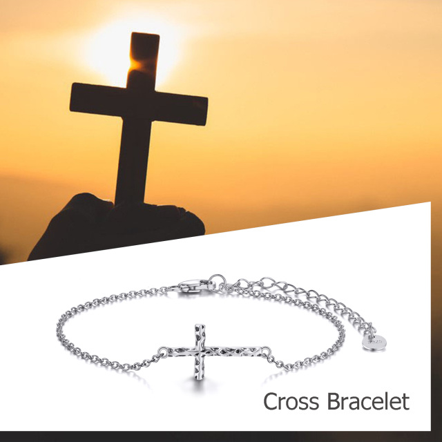 Bracelet en argent sterling avec pendentif en forme de croix-4
