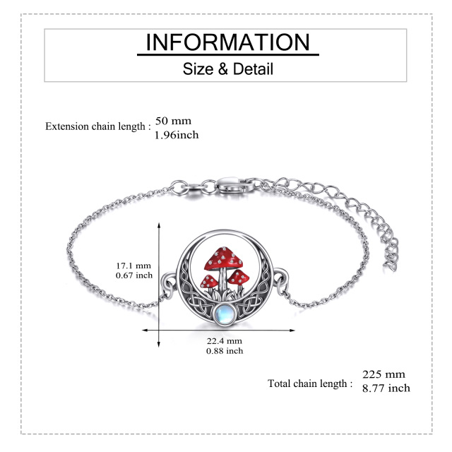 Sterling Silber Mondstein Pilz & Keltischer Knoten Anhänger Armband-4