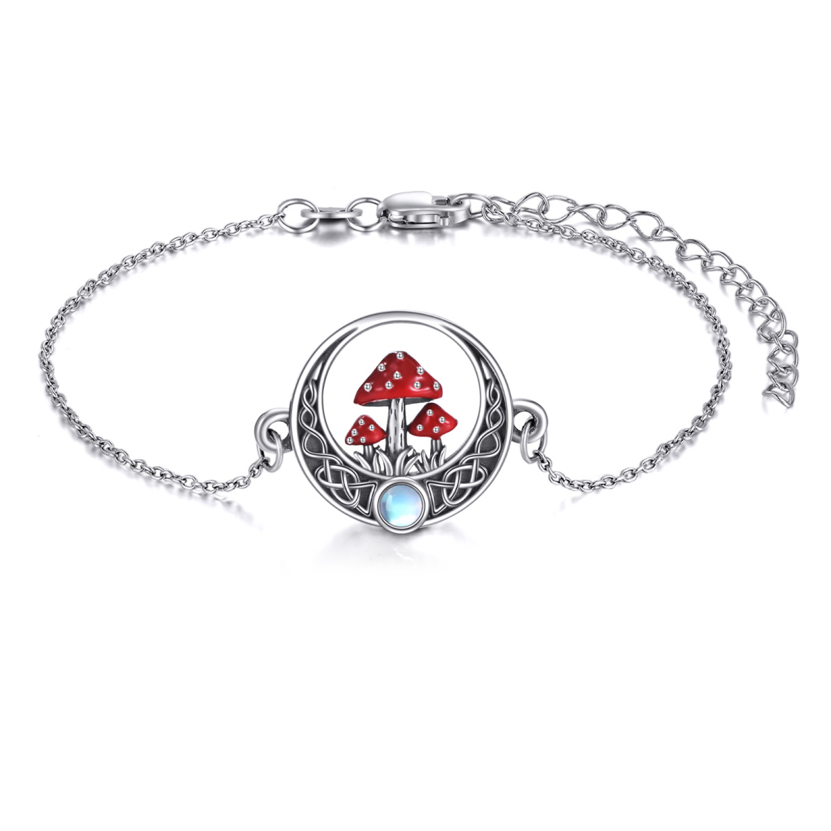 Pulsera de plata de ley con colgante de seta de luna y nudo celta-1