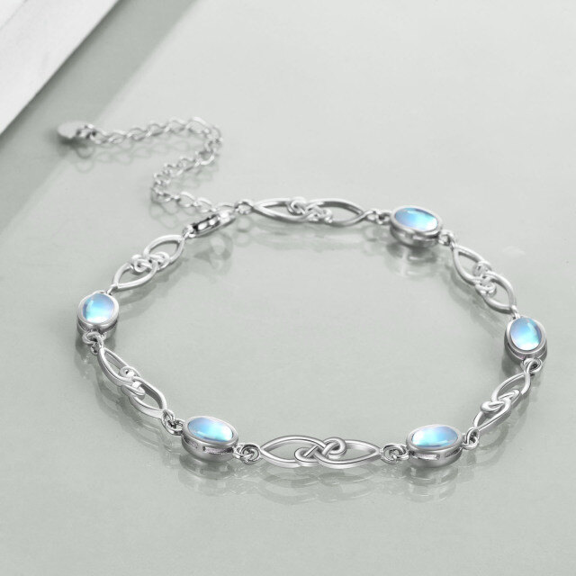 Pulsera de plata de ley con forma ovalada de piedra lunar y nudo celta-3