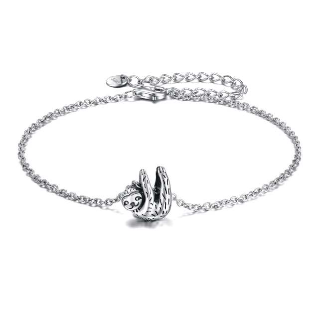 Sterling Silber Texturierte Faultier Anhänger Armband-0