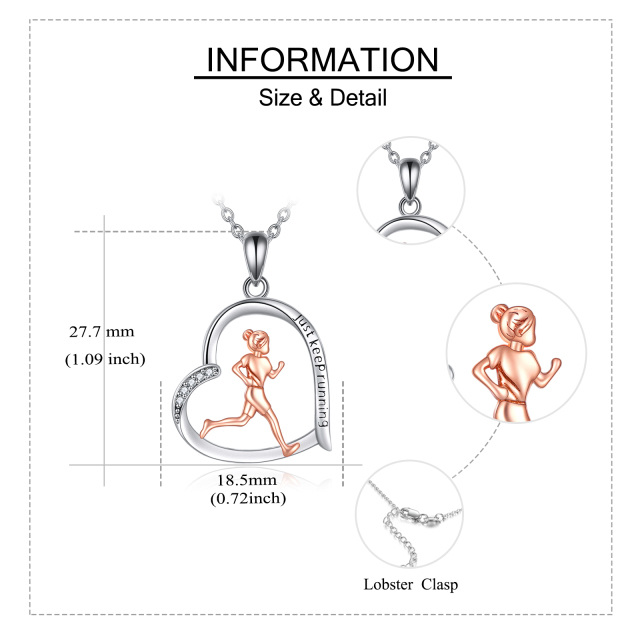 Presentes de corredor para mulheres 925 prata esterlina coração corredor colar pingente de corrida-5