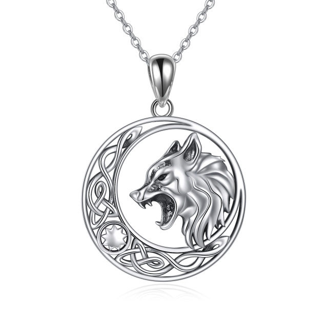 Sterling zilveren Wolf hanger ketting-1