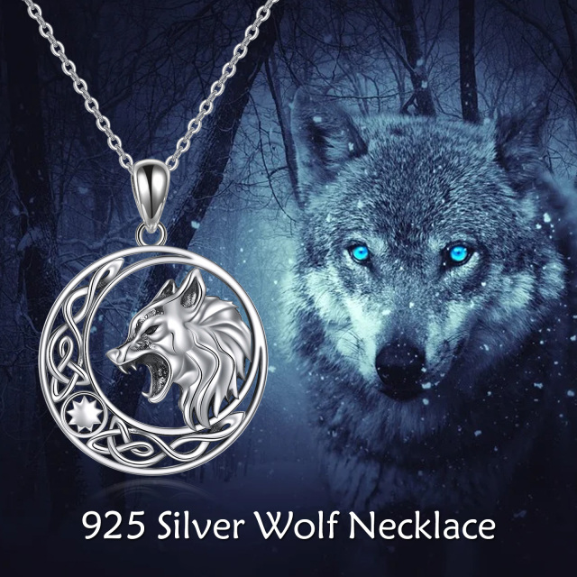 Sterling zilveren Wolf hanger ketting-6