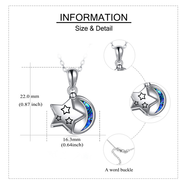 Colar de prata esterlina com molusco Abalone Moon & Star Urn com palavra gravada-4