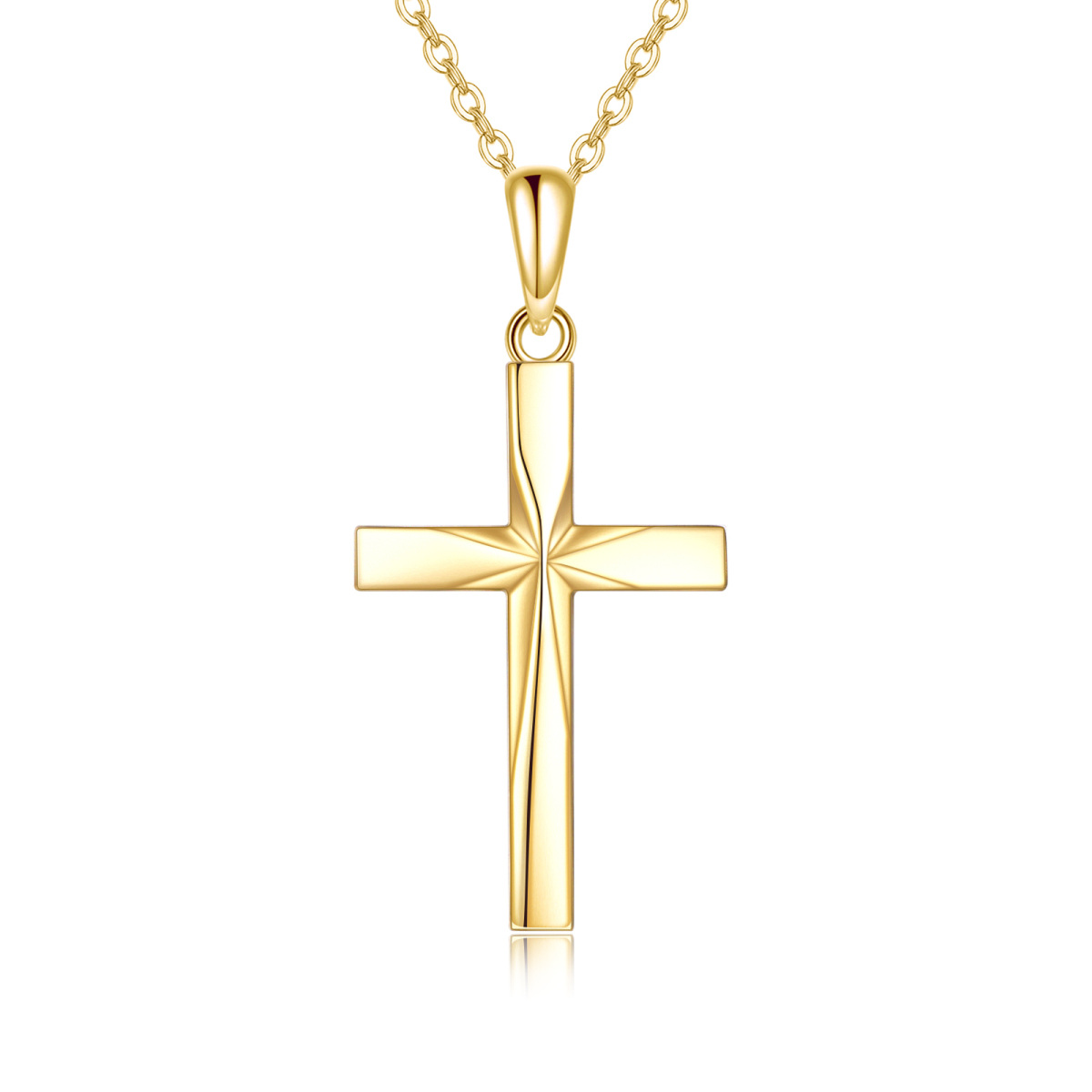 14K Gold Origami Cross Pendant Necklace-1