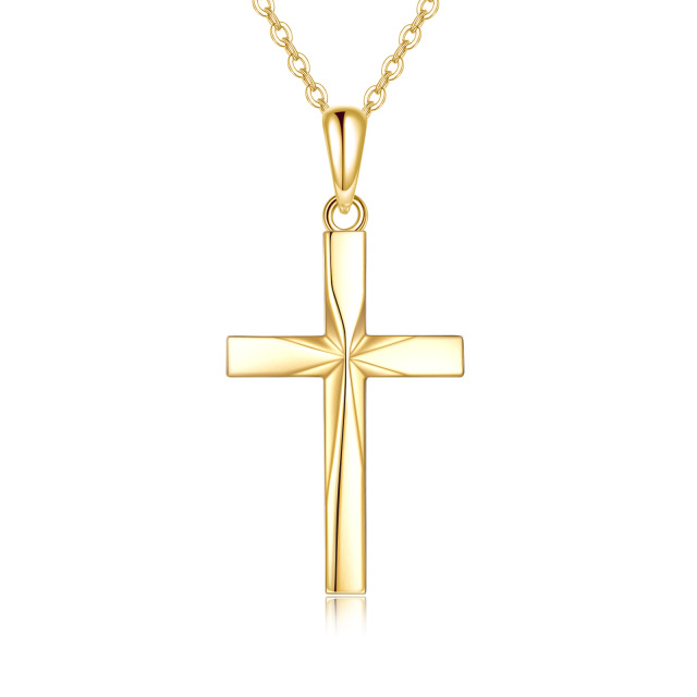 14K Gold Origami Cross Pendant Necklace-1