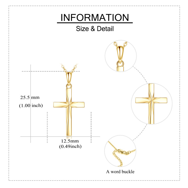 14K Gold Origami Cross Pendant Necklace-6