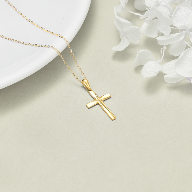 14K Gold Origami Cross Pendant Necklace-4