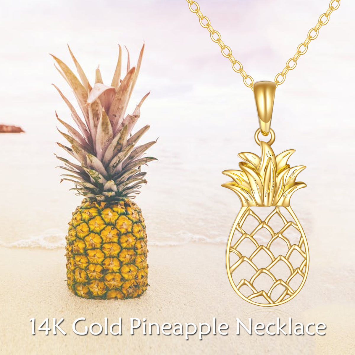 14K Gold Pineapple Pendant Necklace-6