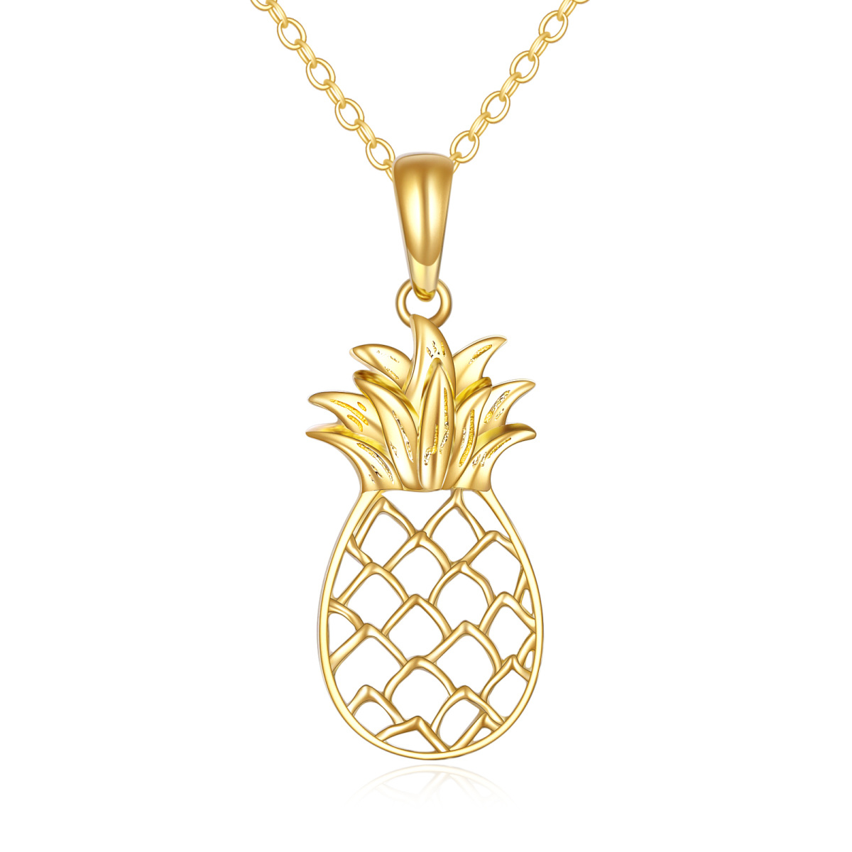 14K Gold Pineapple Pendant Necklace-1