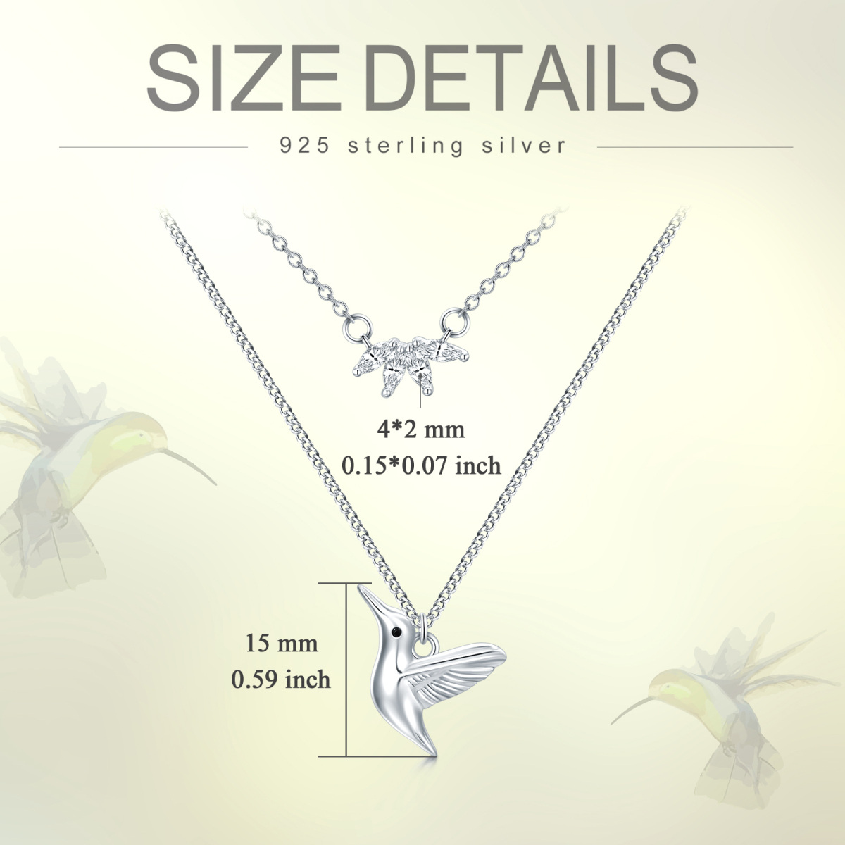 Sterling Silver Hummingbird Layered Necklace-5