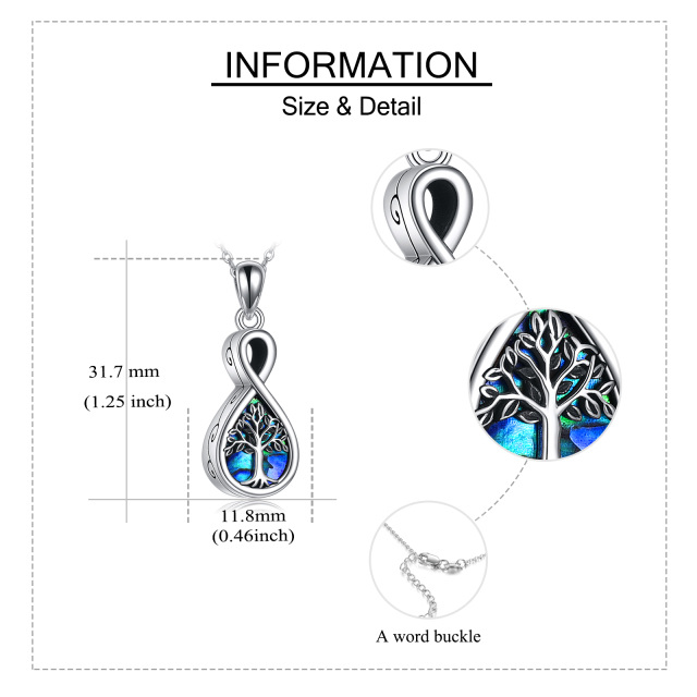Sterling Silver Abalone Shellfish Infinity Symbol & Tree Of Life Urn Necklace for Ashes-5