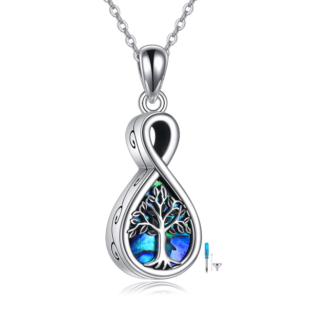 Sterling Silver Abalone Shellfish Infinity Symbol & Tree Of Life Urn Necklace for Ashes-1