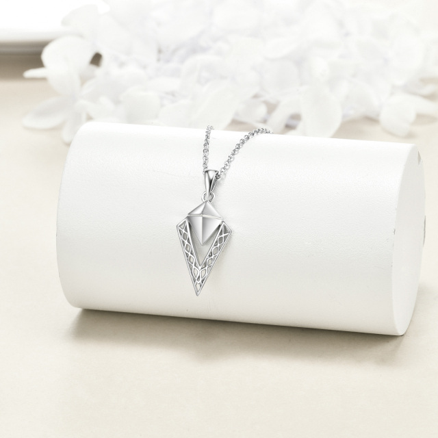 Collar de plata de ley nudo celta urna con forma de diamante para cenizas-2