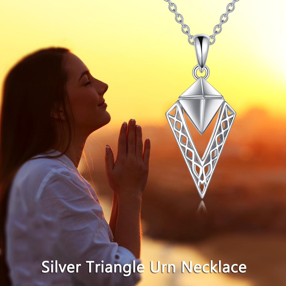 Sterling Silber Celtic Knot Diamond Shaped Urn Halskette für Asche-6