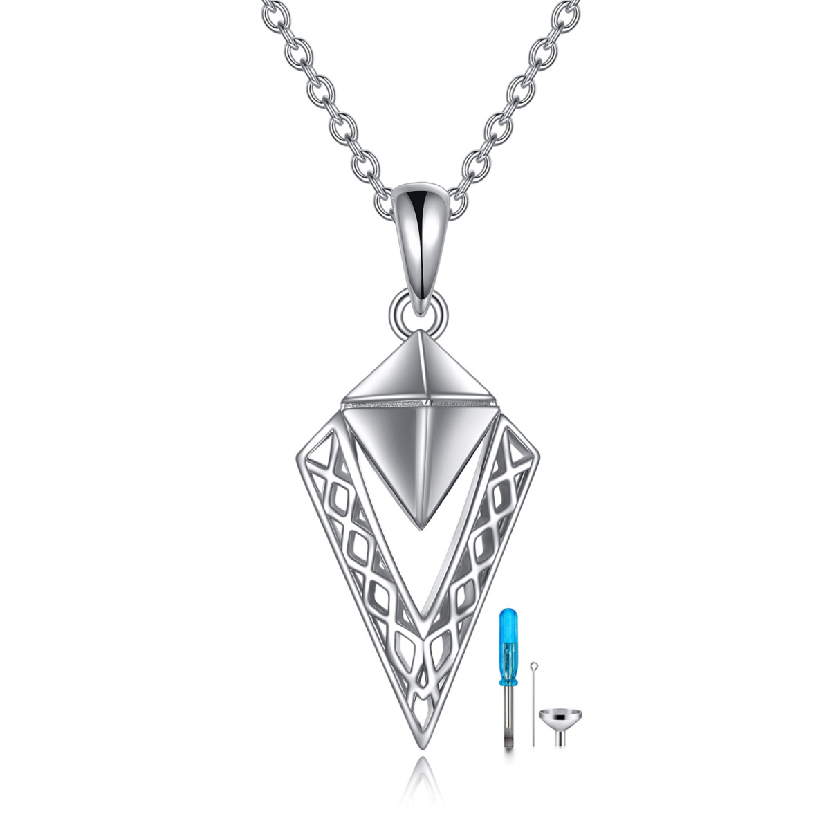 Collar de plata de ley nudo celta urna con forma de diamante para cenizas-1