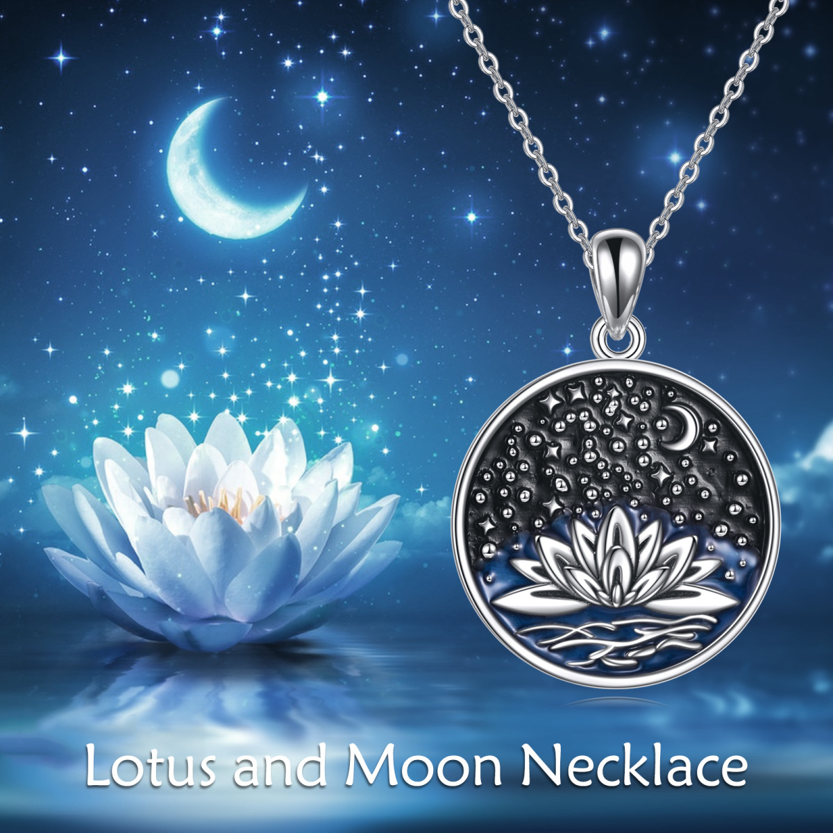 Collier à pendentif Lotus en argent sterling-6