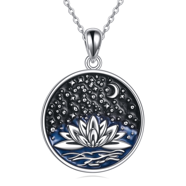 Sterling Silver Lotus Pendant Necklace-0
