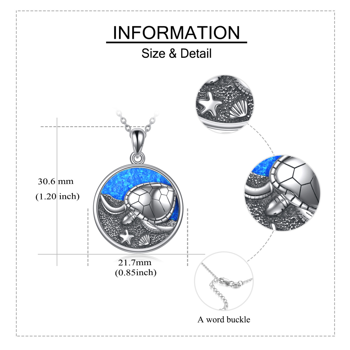 Sterling Silber Opal Meeresschildkröte & Seestern Anhänger Halskette-6