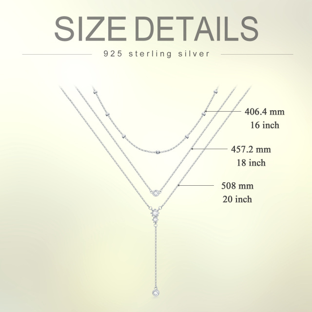 Colar de prata esterlina com contas de zircónias cúbicas em camadas-4