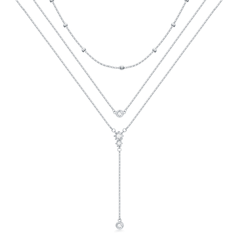 Collier en argent sterling avec perles en zircon cubique