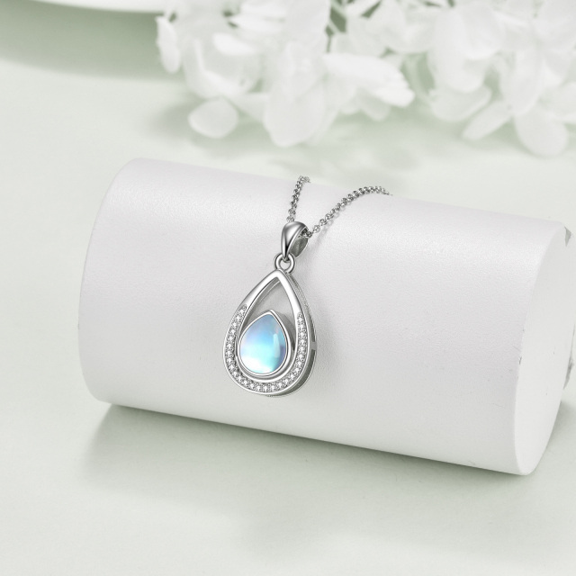 Sterling Silver Moonstone Tear Drop Shape Urn Necklace for Ashes Cubic Zirconia-3