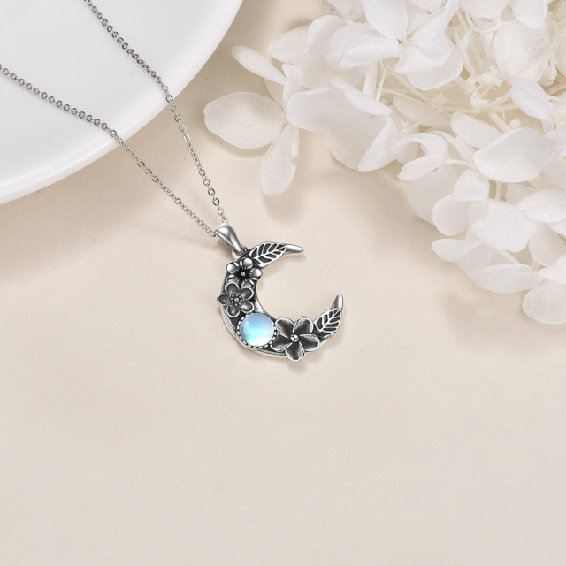 Collier en argent sterling avec pendentif lune en pierre de lune de forme circulaire-3