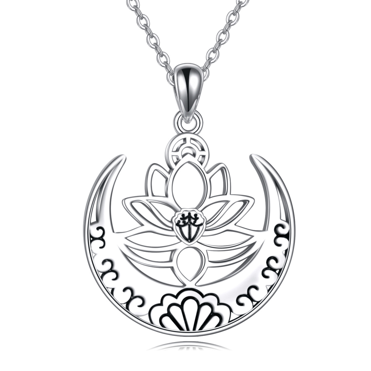 Sterling Silver Lotus Pendant Necklace-1